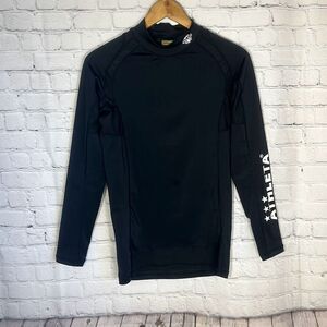 RARE Vintage Japan ATHLETA Mockneck Big Logo Printed size L Large Long Sleeve